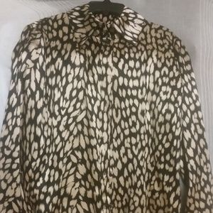 Bebe black and gold silk print shirt